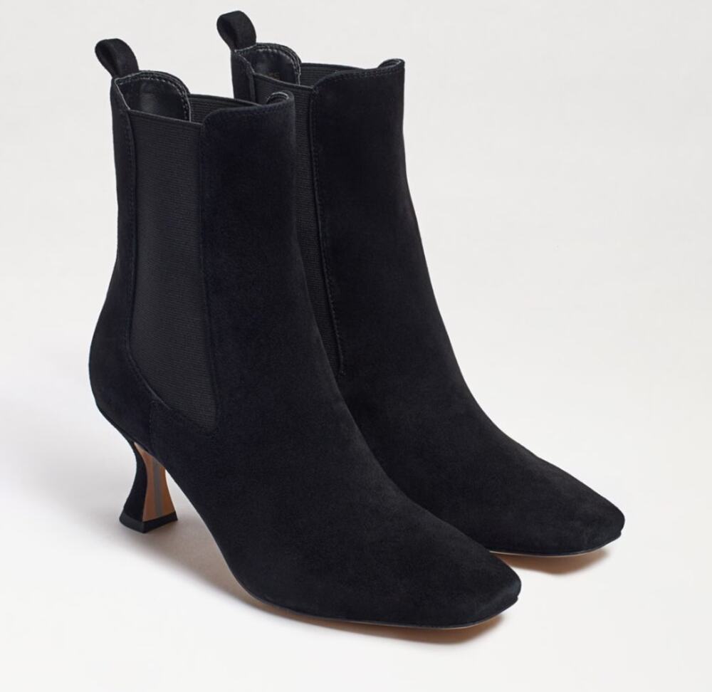 Sam Edelman Lani Ankle Bootie Ankle Boots Square Toe Suede Black Womens Size 7